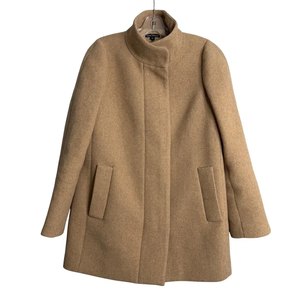 J. Crew Factory City Coat Womens 6 Mushroom Tan‎ Wool Blend Preppy Classic Basic